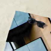 Beige und blaue geometrische Muster Strandtuch (Beispiel)