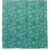 Beige und blaue grüne Paisley Duschvorhang (Vorderseite)