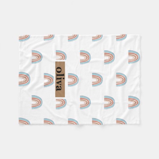 Beige und Blauer Regenbogen Fleecedecke (Vorderseite (Horizontal))