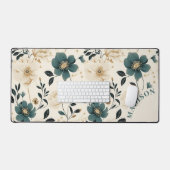 Beige und Blumen Schreibtischunterlage (Tastatur & Maus)