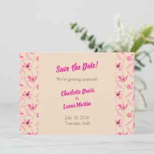 Beige- und Blushrosa-Blumen-Save-the-Date-Karte Dankeskarte