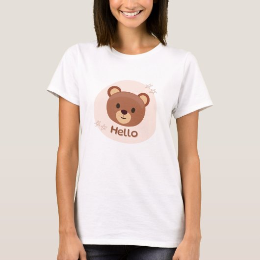 Beige und Braun süße Illustration T-Shirt (Vorderseite)