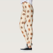 Beige und braune Blätter Leggings (Links)
