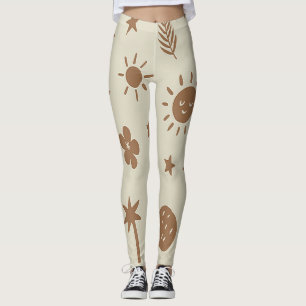 Beige und braune Boho-Leggings Leggings