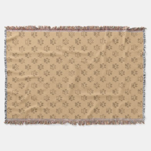 Beige und braune Pfotendrucke Decke (Vorderseite)