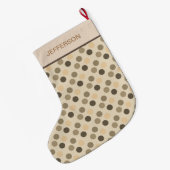 Beige und braune Polka-Punkte Großer Weihnachtsstrumpf (Rückseite (Hängend))