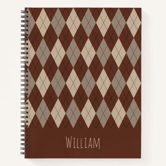 Beige und braune Raute-Muster für Notebooks Notizblock (Vorderseite)