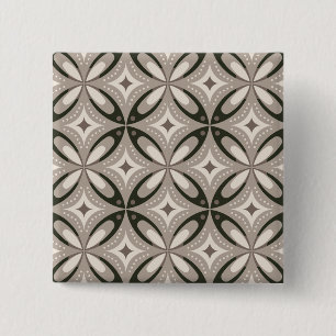 Beige und braune Retro-Kreisformen Button