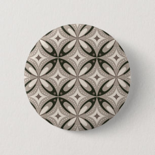 Beige und braune Retro-Kreisformen Button