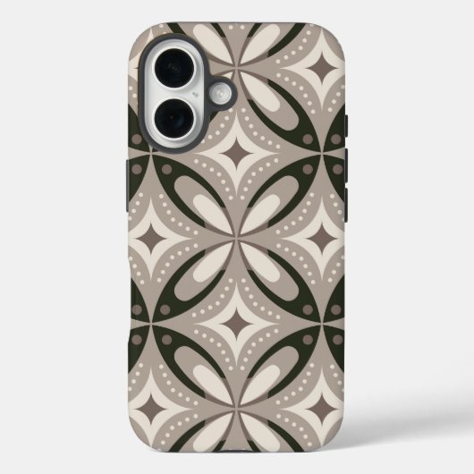 Beige und braune Retro-Kreisformen Case-Mate iPhone Hülle (Rückseite)