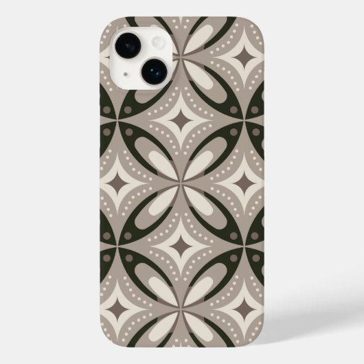 Beige und braune Retro-Kreisformen Case-Mate iPhone Hülle (Rückseite)
