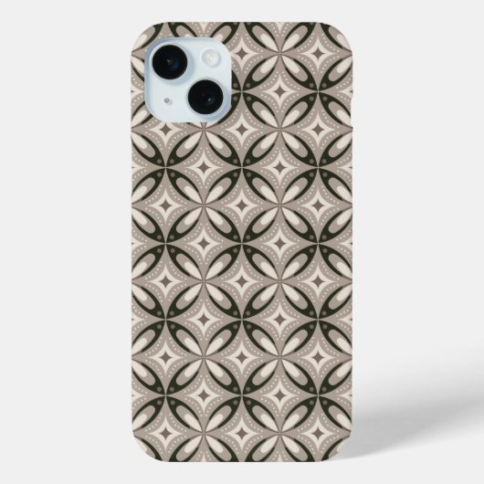Beige und braune Retro-Kreisformen Case-Mate iPhone Hülle (Rückseite)