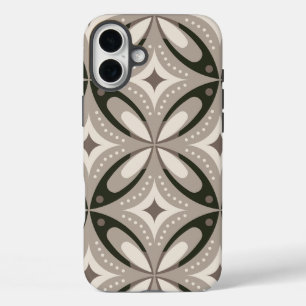 Beige und braune Retro-Kreisformen iPhone 16 Plus Hülle