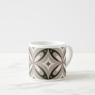 Beige und braune Retro-Kreisformen Espressotasse