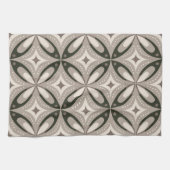 Beige- und braune Retro-Kreisformen Geschirrtuch (Horizontal)