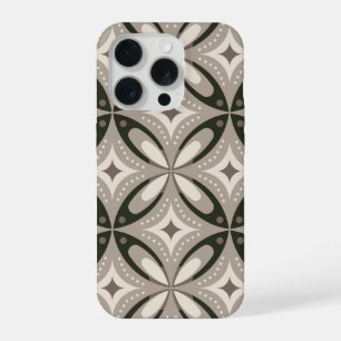 Beige und braune Retro-Kreisformen iPhone 15 Pro Hülle
