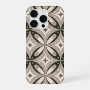 Beige und braune Retro-Kreisformen iPhone 16 Pro Hülle