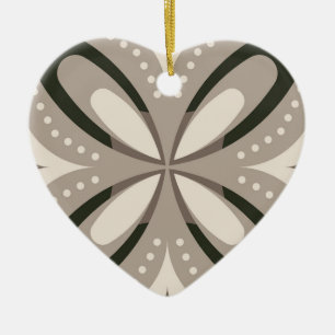 Beige und braune Retro-Kreisformen Keramik Ornament