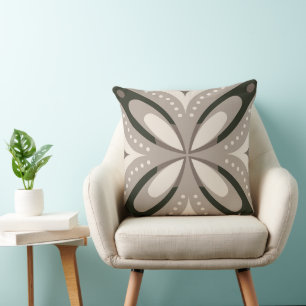 Beige und braune Retro-Kreisformen Kissen
