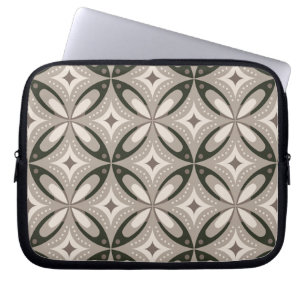 Beige und braune Retro-Kreisformen Laptopschutzhülle