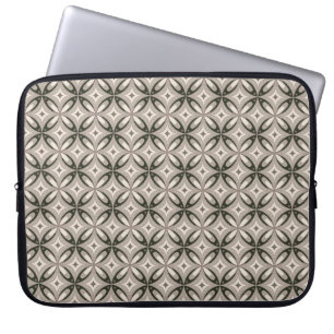 Beige und braune Retro-Kreisformen Laptopschutzhülle