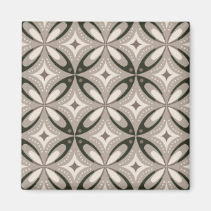 Beige und braune Retro-Kreisformen Magnet