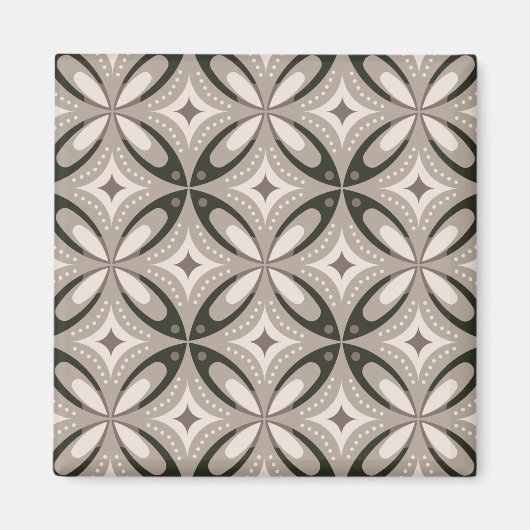 Beige und braune Retro-Kreisformen Magnet (Vorne)