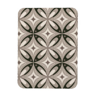 Beige und braune Retro-Kreisformen Magnet