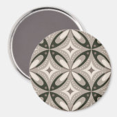 Beige und braune Retro-Kreisformen Magnet (Vorderseite/Rückseite)