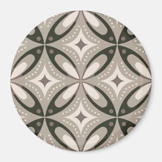 Beige und braune Retro-Kreisformen Magnet (Vorne)