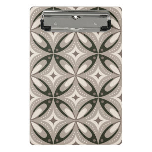Beige und braune Retro-Kreisformen Mini Klemmbrett