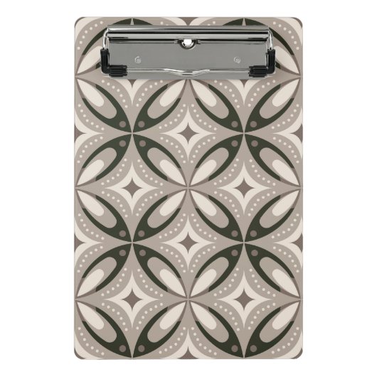 Beige und braune Retro-Kreisformen Mini Klemmbrett (Vorderseite)