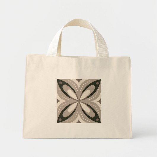 Beige und braune Retro-Kreisformen Mini Stoffbeutel (Vorne)