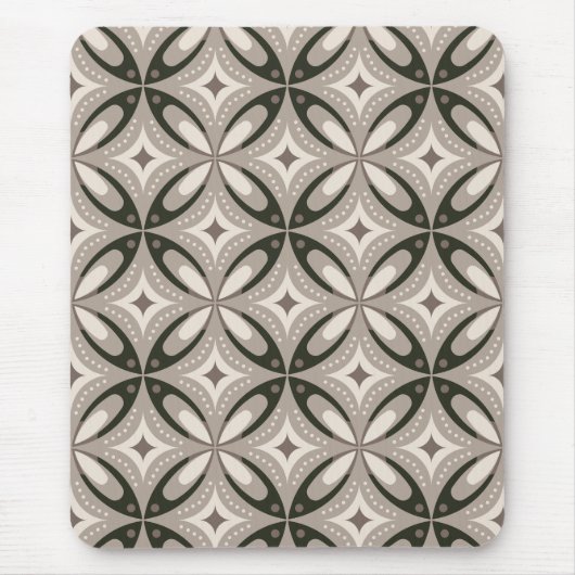 Beige und braune Retro-Kreisformen Mousepad (Vorne)