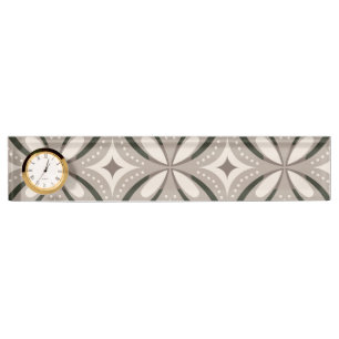Beige und braune Retro-Kreisformen Namensplakette
