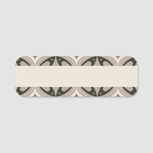 Beige und braune Retro-Kreisformen Namensschild (Vorderseite)