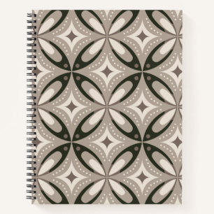 Beige und braune Retro-Kreisformen Notizblock