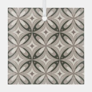 Beige und braune Retro-Kreisformen Ornament Aus Glas