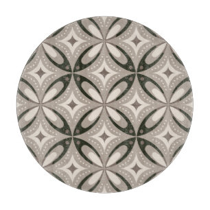 Beige- und braune Retro-Kreisformen Schneidebrett