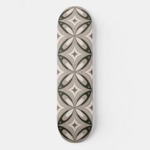 Beige und braune Retro-Kreisformen Skateboard
