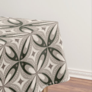 Beige- und braune Retro-Kreisformen Tischdecke