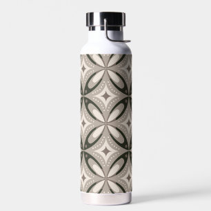 Beige und braune Retro-Kreisformen Trinkflasche