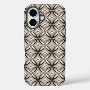 Beige und braune retro-kreisförmige Formen iPhone 16 Hülle