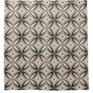 Beige und braune retro-runde Formen Duschvorhang