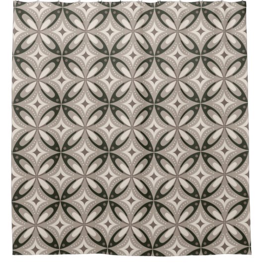 Beige und braune retro-runde Formen Duschvorhang (Vorderseite)
