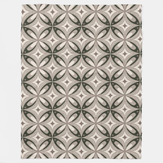 Beige und braune retro-runde Formen Fleecedecke (Vorderseite)
