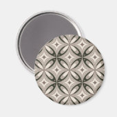 Beige- und braune retro-runde Formen Magnet (Vorderseite/Rückseite)