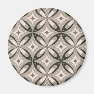 Beige- und braune retro-runde Formen Magnet
