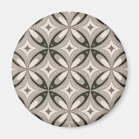 Beige- und braune retro-runde Formen Magnet (Vorne)