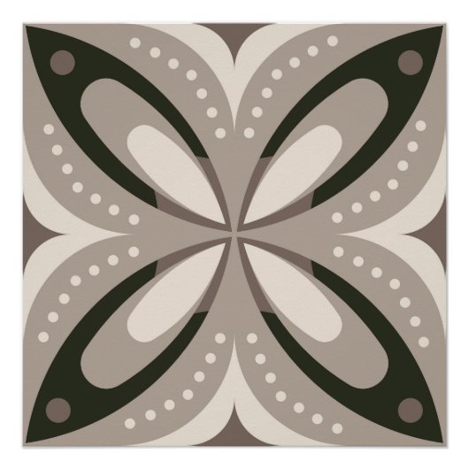 Beige und braune retro-runde Formen Poster (Vorderseite)